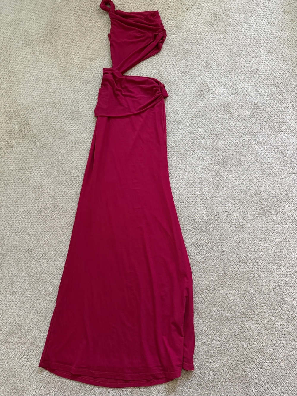 Peppermayo One-Shoulder Cutout Maxi Dress in Deep Raspberry